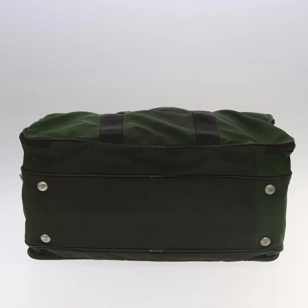 PRADA Boston Bag Nylon Khaki Silver